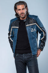 Blouson en cuir 24H Le Mans Lino bleu royal Homme