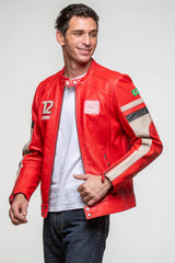 Ayrton Senna "Magic Senna" Red Leather Jacket for Men