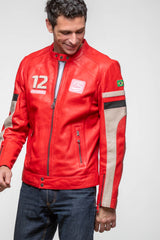 Ayrton Senna "Magic Senna" Red Leather Jacket for Men