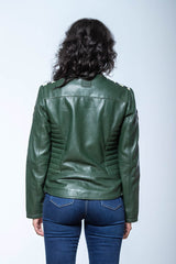 Blouson en cuir 24H Le Mans Marylin vert Femme