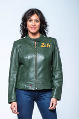 Blouson en cuir 24H Le Mans Marylin vert Femme