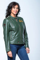 Blouson en cuir 24H Le Mans Marylin vert Femme