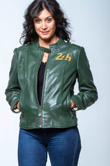 Blouson en cuir 24H Le Mans Marylin vert Femme