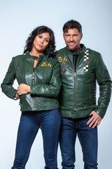 24H Le Mans Marylin green leather jacket for women