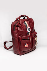 Sac à dos en cuir Steve McQueen Matt 6 rouge foncé