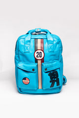 Sac à dos en cuir Steve McQueen Matt 6 bleu nordique