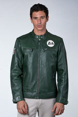 Blouson en cuir 24H Le Mans Max vert Homme