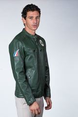 Blouson en cuir 24H Le Mans Max vert Homme