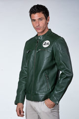 Blouson en cuir 24H Le Mans Max vert Homme