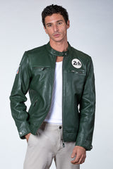 Blouson en cuir 24H Le Mans Max vert Homme