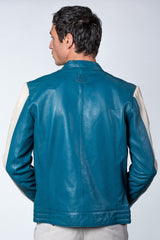 Blouson en cuir 24H Le Mans Max bleu ocean Homme