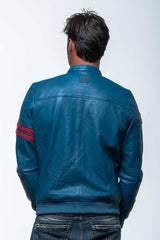 24H Le Mans Miles 4 ocean blue leather jacket for Men