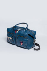 Sac de voyage en cuir Steve McQueen Nolan 5 48h bleu royal Homme