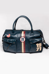 Sac de voyage en cuir Steve McQueen Nolan 6 48h bleu royal