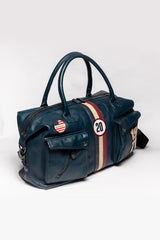 Sac de voyage en cuir Steve McQueen Nolan 6 48h bleu royal