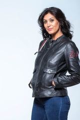 Blouson en cuir 24H Le Mans Rita noir Femme