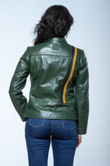 Blouson en cuir 24H Le Mans Rita vert Femme