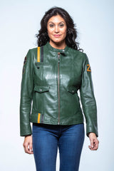 Blouson en cuir 24H Le Mans Rita vert Femme