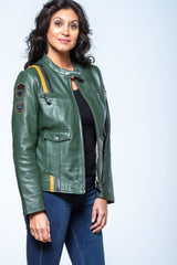 24H Le Mans Rita green leather jacket for women