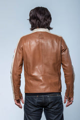 Blouson en cuir Steve McQueen Roy tabac Homme