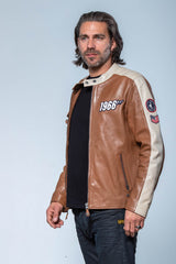 Blouson en cuir Steve McQueen Roy tabac Homme