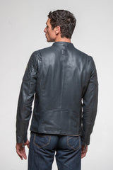 Ayrton Senna "Sao Paulo" Navy Blue Leather Jacket for Men