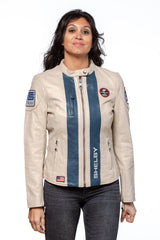 Blouson en cuir Carroll Shelby modèle "Shelby Women" ecru Femme