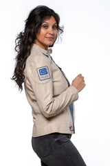 Blouson en cuir Carroll Shelby modèle "Shelby Women" ecru Femme