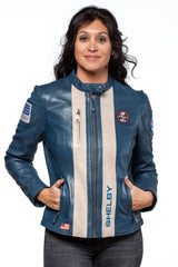 Blouson en cuir Carroll Shelby modèle "Shelby Women" bleu royal Femme