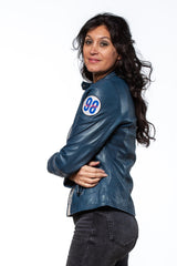 Blouson en cuir Carroll Shelby modèle "Shelby Women" bleu royal Femme