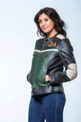 Blouson en cuir 24H Le Mans Stacie vert Femme