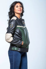 24H Le Mans Stacie Green Leather Jacket for Women