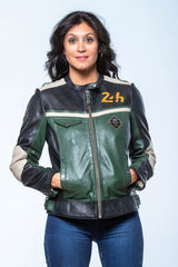 24H Le Mans Stacie Green Leather Jacket for Women