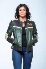 24H Le Mans Stacie Green Leather Jacket for Women