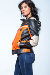 Blouson en cuir 24H Le Mans Stacie orange Femme