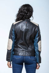 Blouson en cuir 24H Le Mans Stacie bleu royal Femme