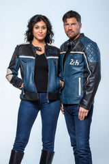 Blouson en cuir 24H Le Mans Stacie bleu royal Femme