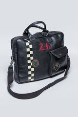 Sac bandoulière en cuir 24H Le Mans Slater messenger noir