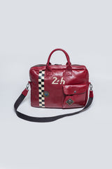 Sac bandoulière en cuir 24H Le Mans Slater messenger rouge foncé