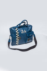 Sac bandoulière en cuir 24H Le Mans Slater messenger bleu royal