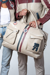 Sac de voyage en cuir Steve McQueen Nolan 6 48h ecru