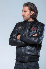 Blouson en cuir 24H Le Mans Travis noir Homme