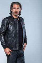 Blouson en cuir 24H Le Mans Travis noir Homme