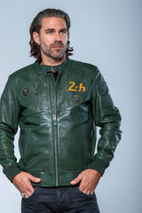 Blouson en cuir 24H Le Mans Travis vert Homme