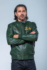 Blouson en cuir 24H Le Mans Travis vert Homme