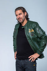 Blouson en cuir 24H Le Mans Travis vert Homme