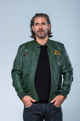 Blouson en cuir 24H Le Mans Travis vert Homme