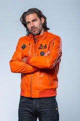 Blouson en cuir 24H Le Mans Travis orange Homme