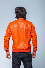 Blouson en cuir 24H Le Mans Travis orange Homme