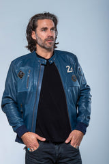 Blouson en cuir 24H Le Mans Travis bleu royal Homme